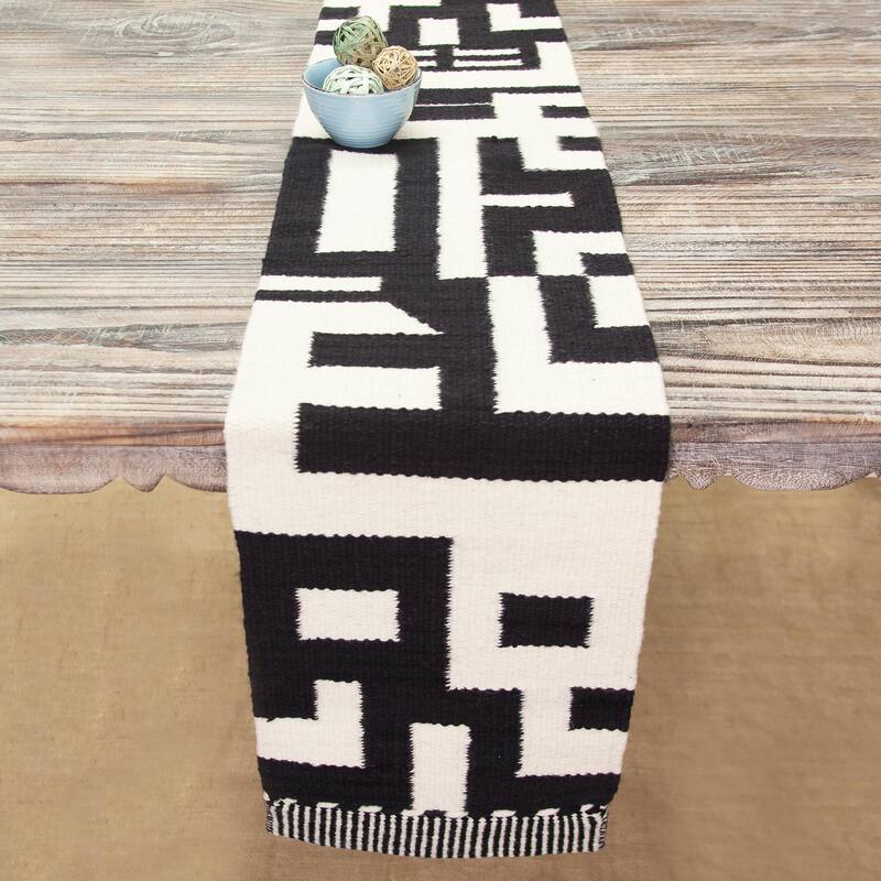 Novica Handmade Abstract Forms Wool Table Runner