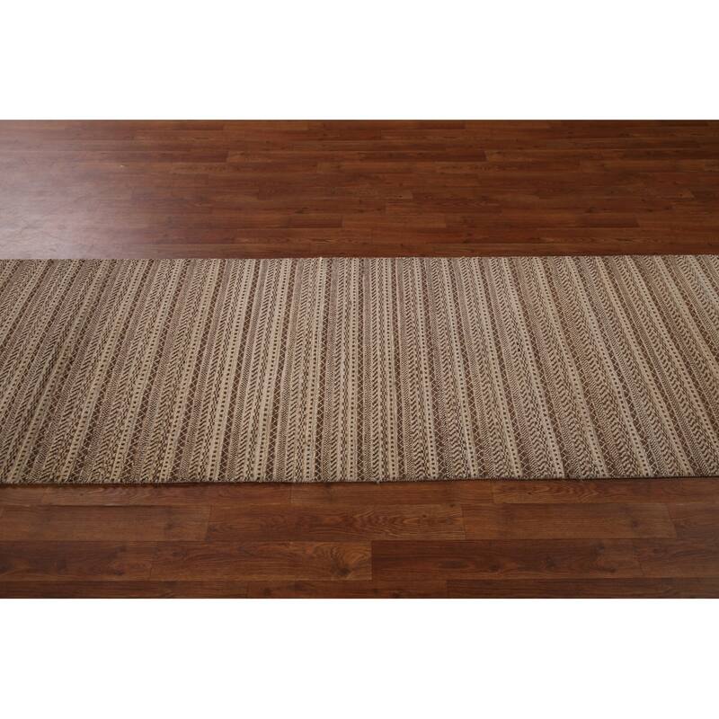 Striped Modern Gabbeh Runner Rug Handmade Wool Carpet - 2'6"x 11'8"