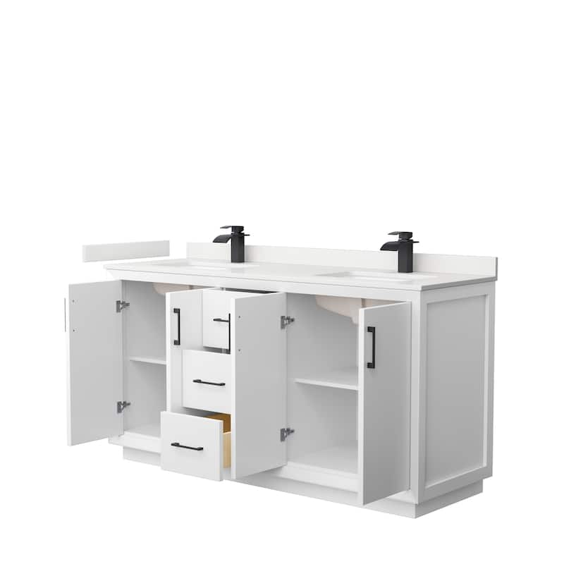Strada 66-inch Double Vanity, Quartz Top
