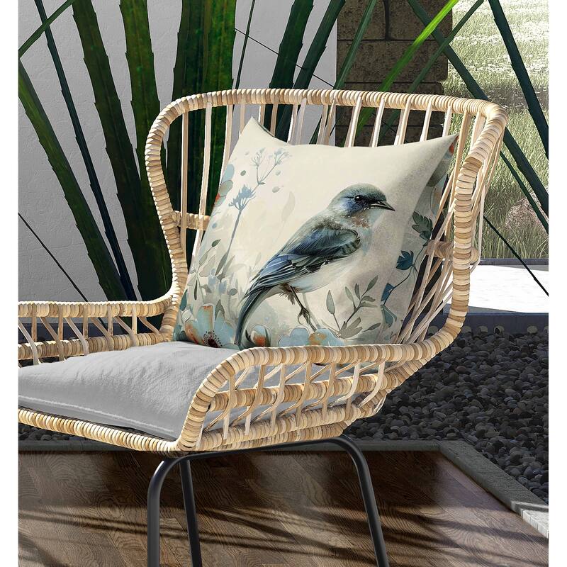 Tranquil Thicket Indoor/Outdoor Reversible Throw Pillow Beige and Teal
