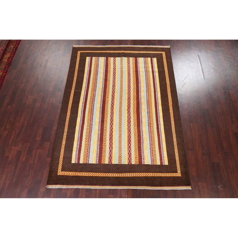 Vegetable Dye Moharramat Area Rug Hand-knotted Oriental Wool Carpet - 6'11" x 9'6"