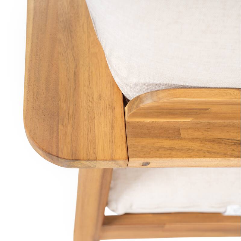 Christopher Knight Home - Terassi Outdoor Acacia Wood 3-Seater Sofa with Wide Armrest & Backrest Support Cushion - 76.25"W