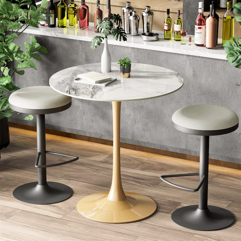 39.37" High Bar Table Round Cafe Bistro Pub Cocktail Kitchen Table Sintered Stone-top