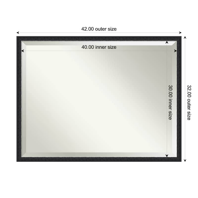 Bethany Beveled Wood Framed Wall Mirror - 42 x 32 in - Bethany Black