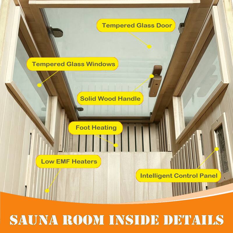 1 Person Far Infrared Sauna Low EMF Carbon Fiber Heating Okoume Wood Home Spa with Bluetooth - N/A