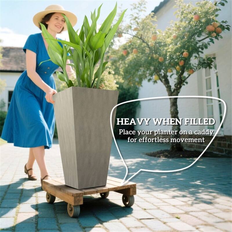 Square Garden Bed Planter for Herbs, Flowers, and Vegetables - 15.75" L x 15.75" W x 28" H