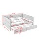 preview thumbnail 6 of 13, Beige Versatile Full Size Daybed with Storage Drawers and Button Armrest, Upholstered Daybed for Living Room Office