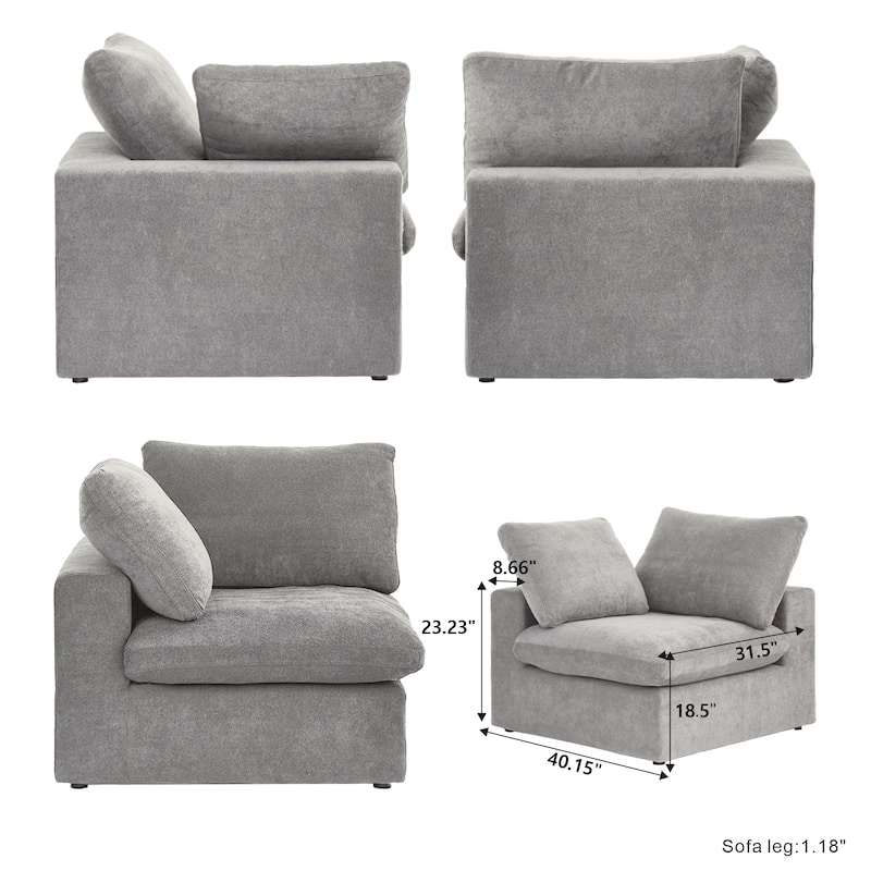 Modern V Shape Couches for Living Room, 6-Seats Modular Convertible Sectional Sofa Couch with Removable Cushion Covers