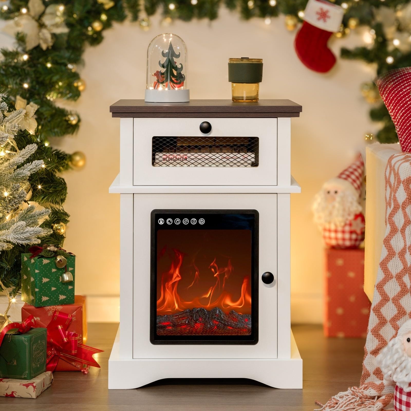LED Fireplace Nightstand with Drawer - Bed Bath & Beyond - 42323333