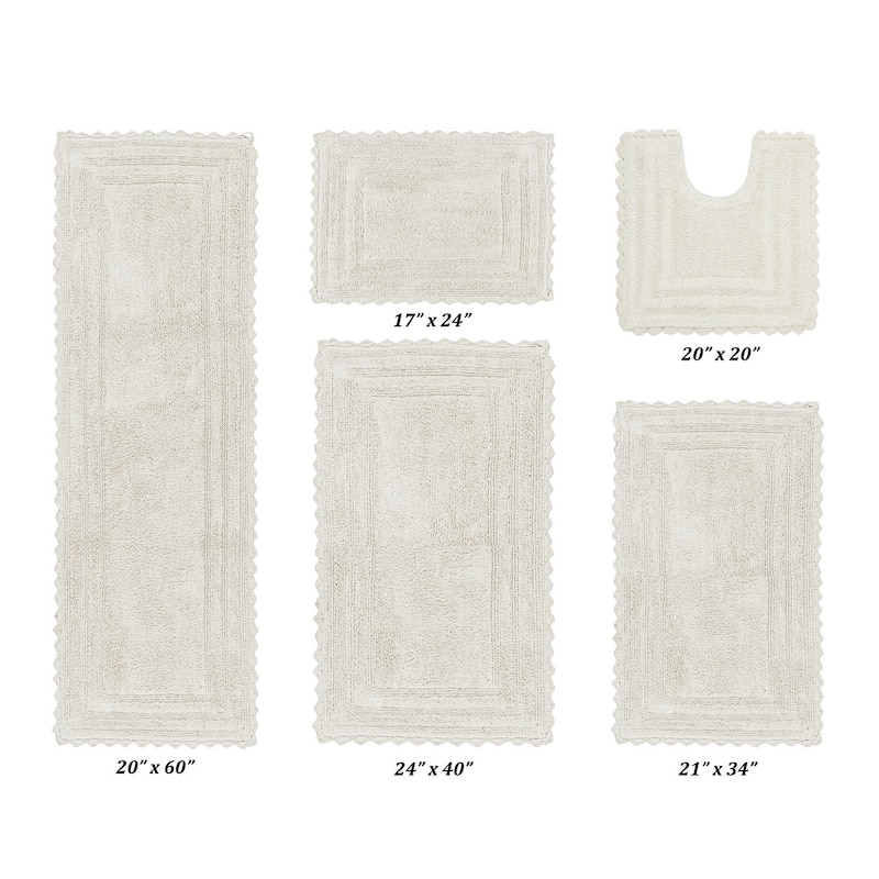 Better Trends Bath Rugs Set 100% Cotton Soft & Water Absorbent Tufted Bathroom Rug for Shower, Sink Bath Mats Lilly Crochet