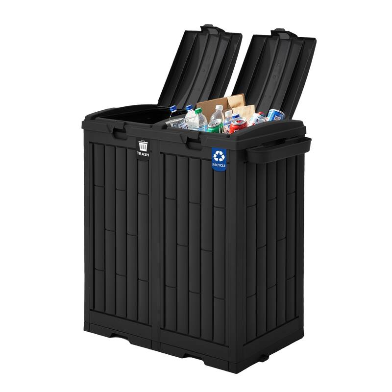 Moasis 31/76 Gallon Resin Outdoor Patio Trash Can - Black-76 Gallon