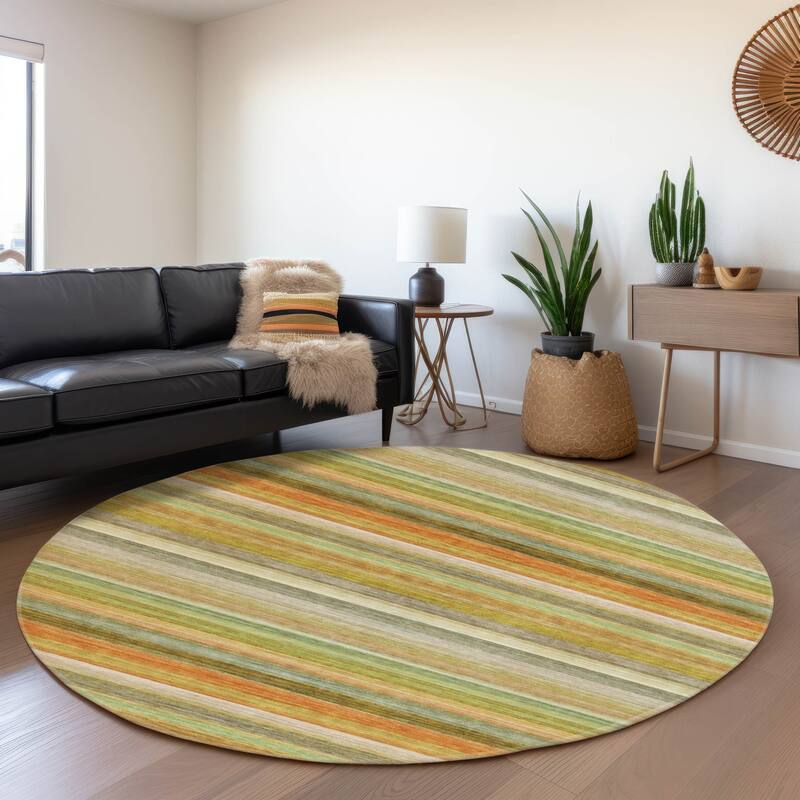 Premium Washable Super Soft Ombre Stripes Mayfield Rug - Aloe - 8' x 8' - Round