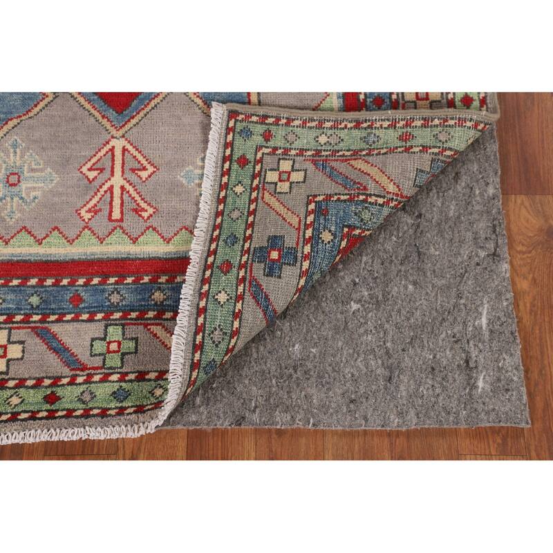 Kazak Foyer Rug Handmade Traditional Grey Wool Carpet - 3'4" x 4'9"