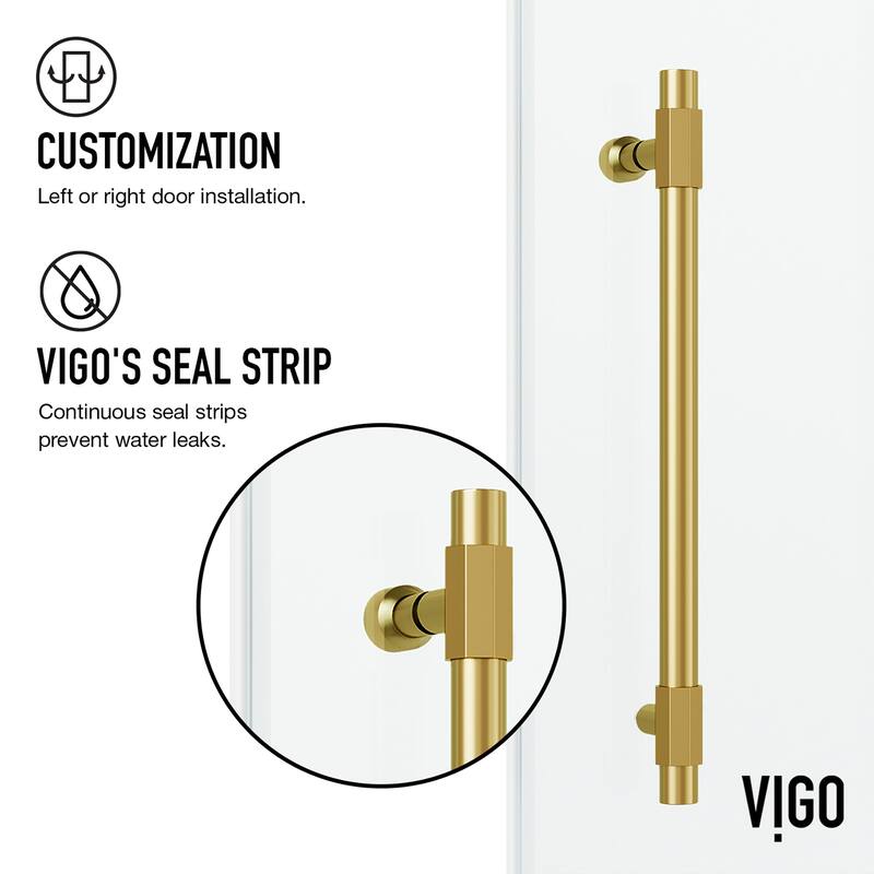 VIGO Elan Hart 56" to 60" W x 66" H Frameless Sliding Tub Door