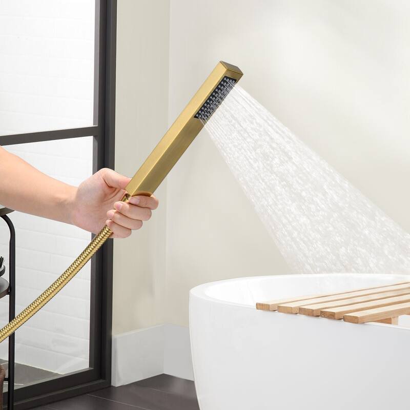 Vanityfair Floor Mount Freestanding Waterfall Bathtub Faucet Tub Filler with Hand Shower