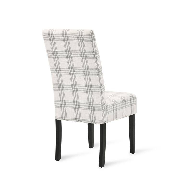 Fabric Dining Chair Set of 2, Upholstered Living Room Chair, No Arms Side Chair High-Back Accent Chair with Wood Legs
