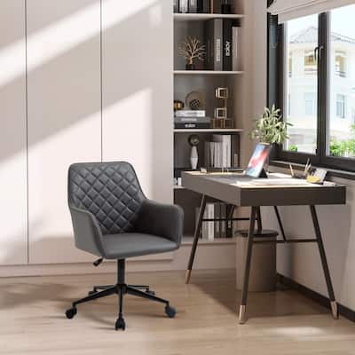 Dark Grey Adjustable Height Office Chair with Thick Foam Cushion and Smooth Rolling Swivel Base