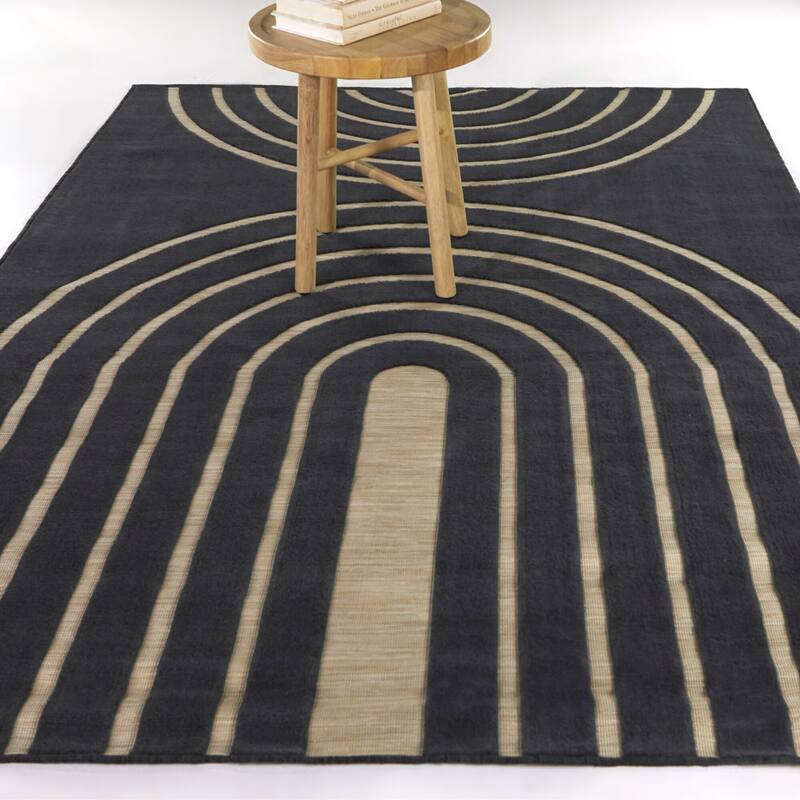 Berrigan Modern Striped Area Rug - 7'10" x 10' - Charcoal