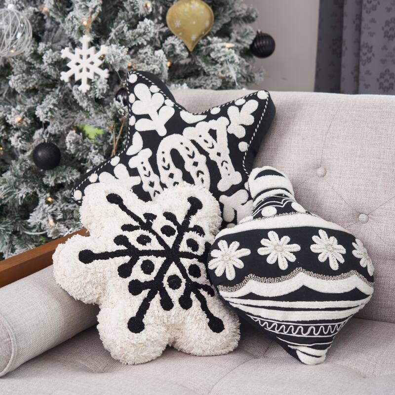 Onyx Snowflake Shaped Pillow