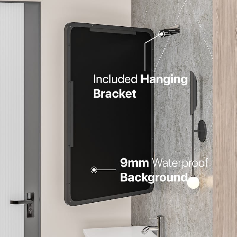 Eviva Harmony 24" x 36" Rectangular Black Metal Framed Mirror - N/A
