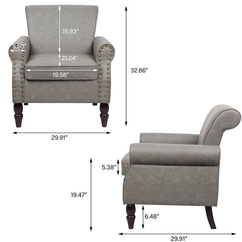 Modern Upholstered Armchair Nailhead Trim Accent Chair