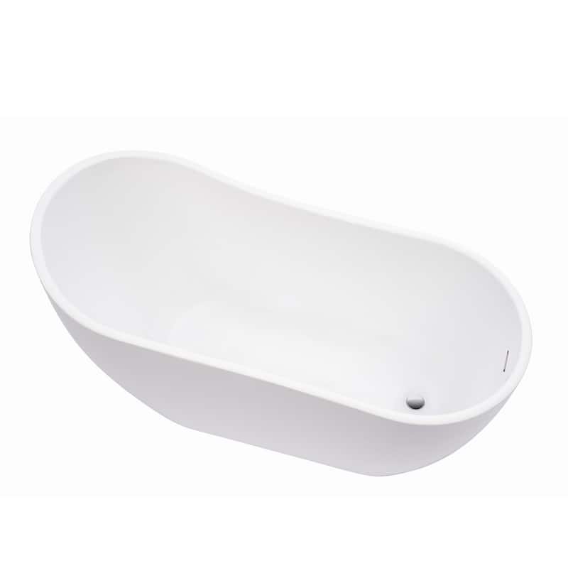 Vanity Art 59-Inch Acrylic Freestanding Soaking Bathtub with Overflow & Pop-up Drain - 59"