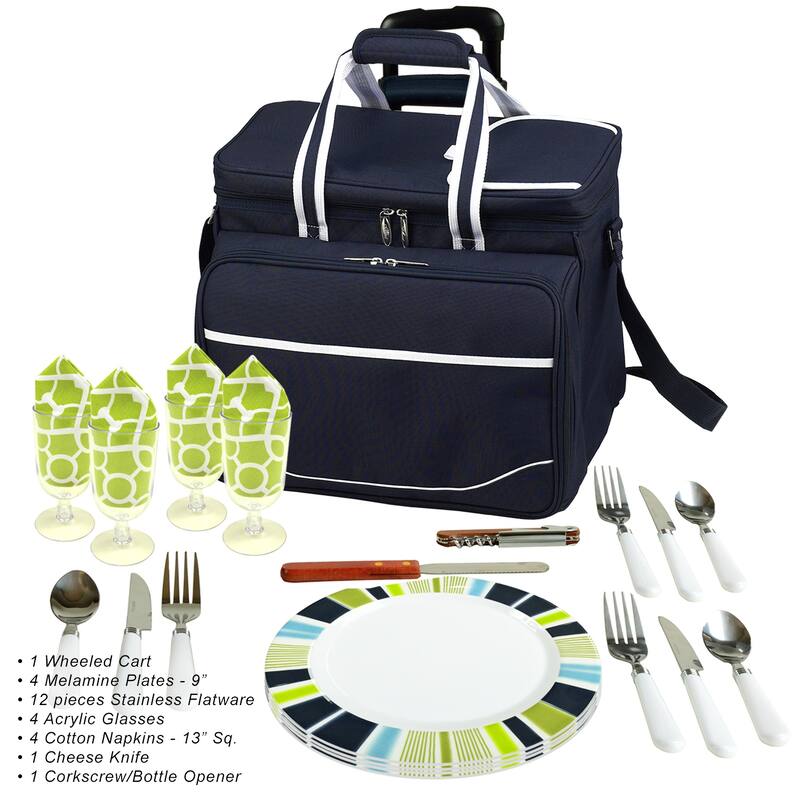 NCAA Georgia Tech Yellow Jackets Insulated Equipped Picnic Cooler for Four on Wheels