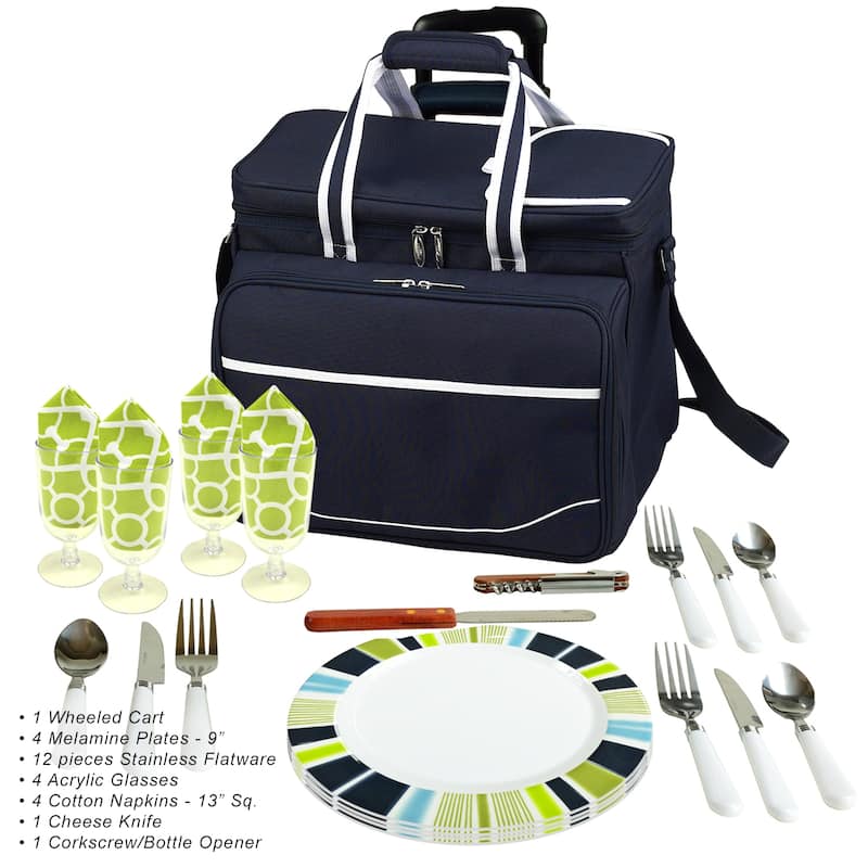 NCAA Penn State Nittany Lions Insulated Picnic Set for 4 on Wheels