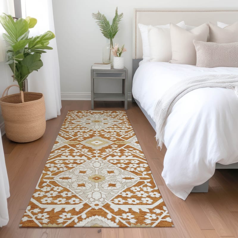 Machine Washable Indoor/ Outdoor Chantille Traditional Medallion Rug