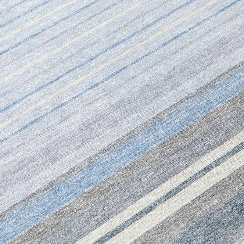Machine Washable Indoor/ Outdoor Modern Stripes Chantille Rug