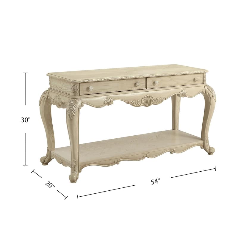 2 Drawers and 1 Open Compartment Sofa Table in Antique White