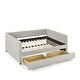 preview thumbnail 7 of 13, Beige Versatile Full Size Daybed with Storage Drawers and Button Armrest, Upholstered Daybed for Living Room Office