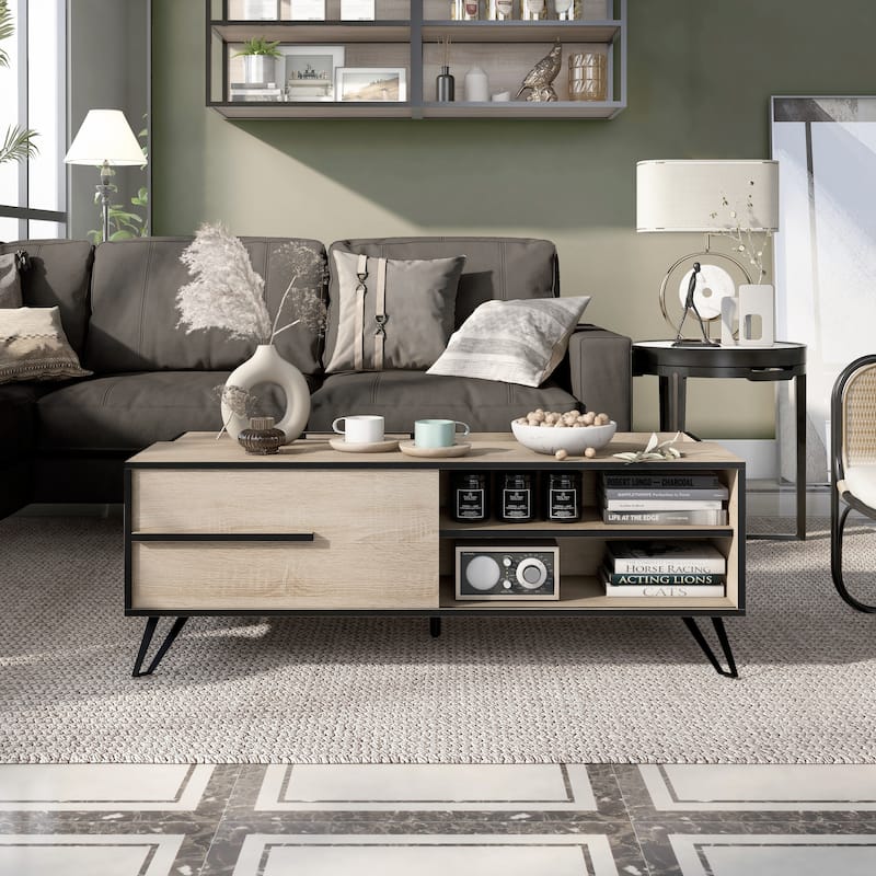 Carbon Loft Feleni Mid-century Modern 47-inch 3-shelf Coffee Table