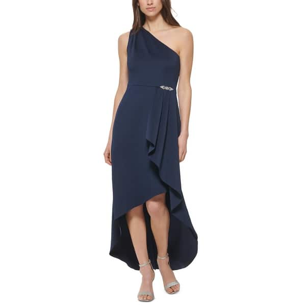 Jessica Howard Women's Ruffled High Low Dress Blue Size 10Petite - Bed Bath  & Beyond - 40625899