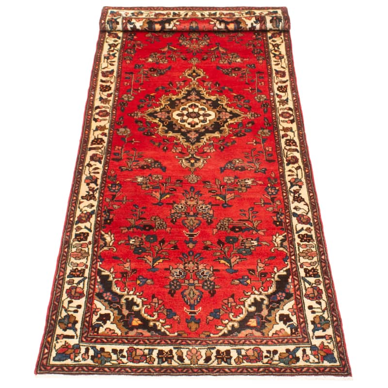 ECARPETGALLERY Hand-knotted Anadol Red Wool Rug - 3'5 x 9'6