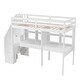 preview thumbnail 19 of 17, White Twin Size Solid Wood Loft Bed with Storage Staircase and Desks