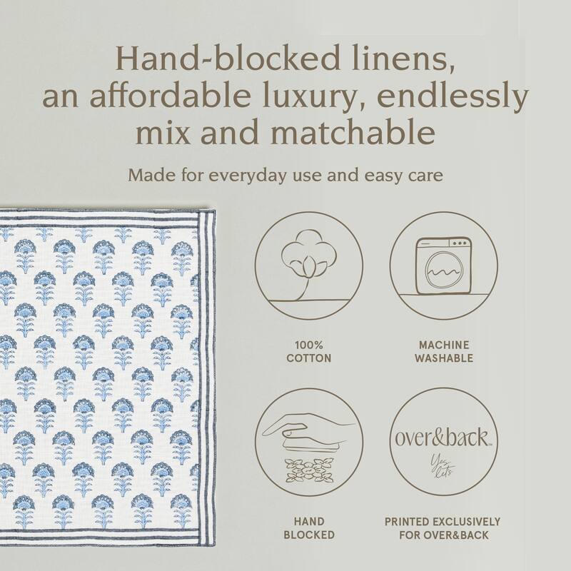 over&back Hand-Blocked 100% Cotton Placemats - Machine Washable - Set of 4