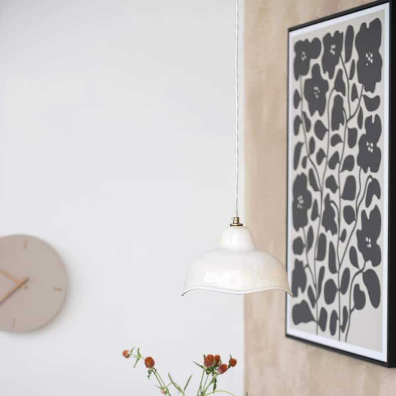 Stoneware and Wood Wall Clock - 12.0"L x 12.0"W x 1.4"H