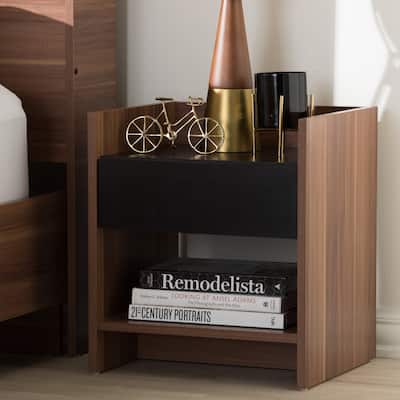 1 Drawer Nightstand Wood Bedside Table Modern Bedroom Storage Cabinet