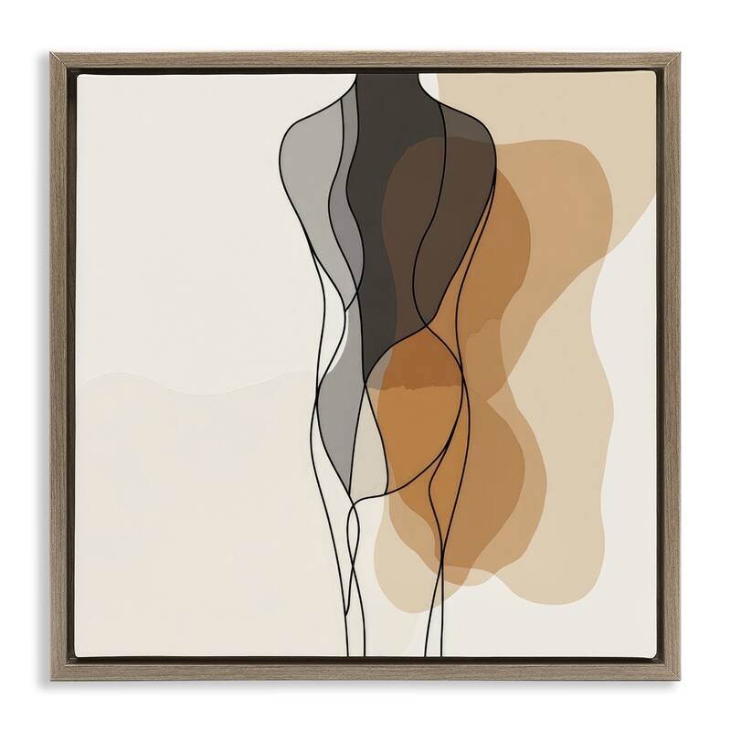 Stupell Earthy Neutrals Pattern Framed Floater Canvas Wall Art Design By LSR Creative Studio - 25 x 25 - Brown