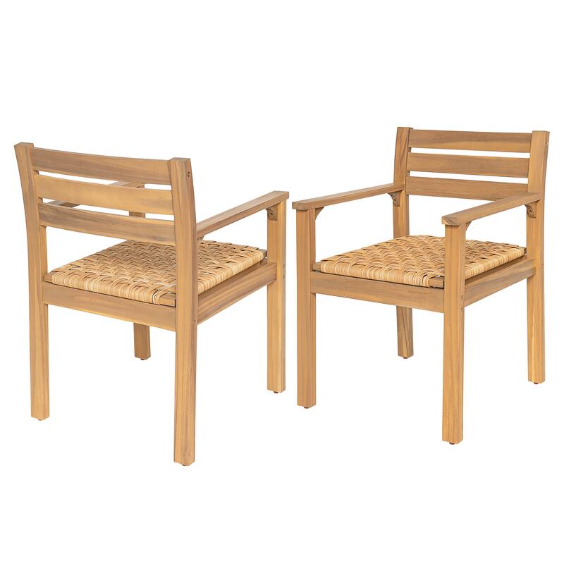 Christopher Knight Home - Rustic Outdoor Acacia Wood Dining Armchair Set (Set of 2)