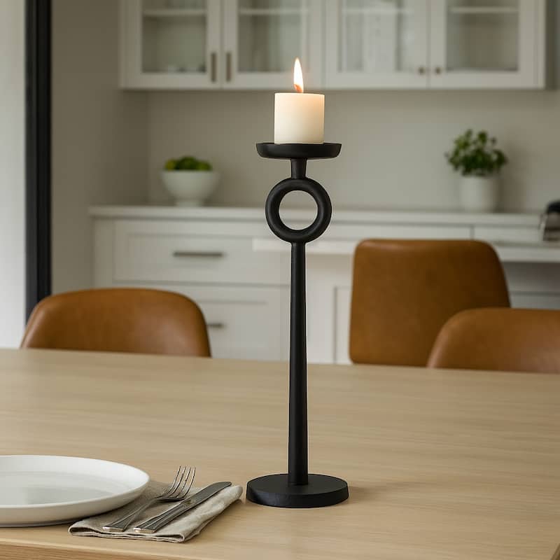 Metal Modern Narrow Candle Holder - Black