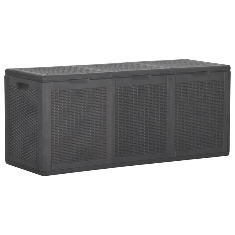 vidaXL Tool Box UV Resistant Outdoor Cushion Storage Box Tool Chest PP Rattan - 46.7" x 17.5" x 20.1" - Black