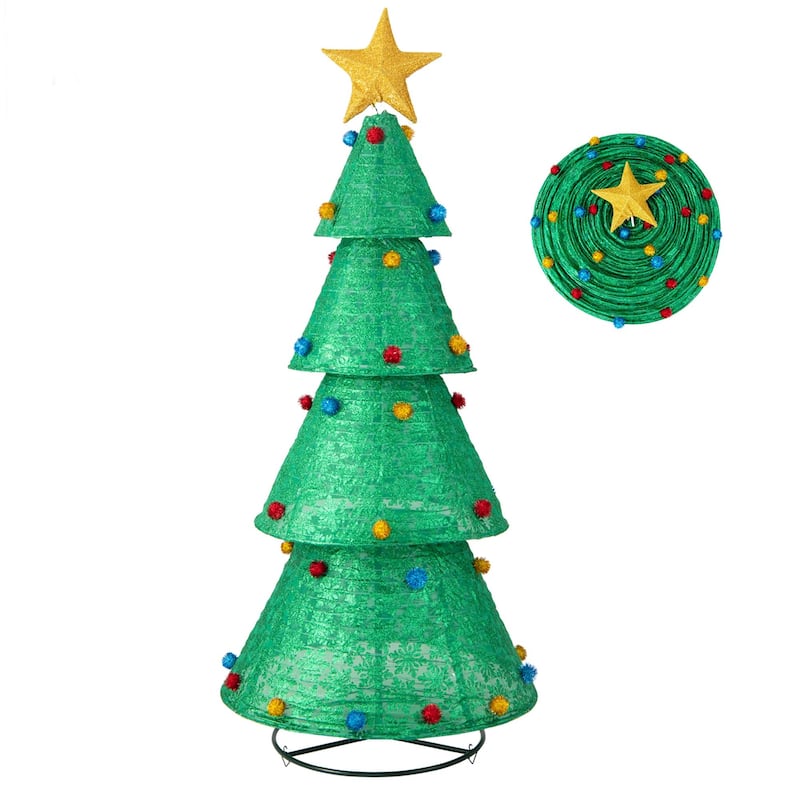 Pop-Up Christmas Tree Artificial Collapsible Decoration 200 Lights - Green