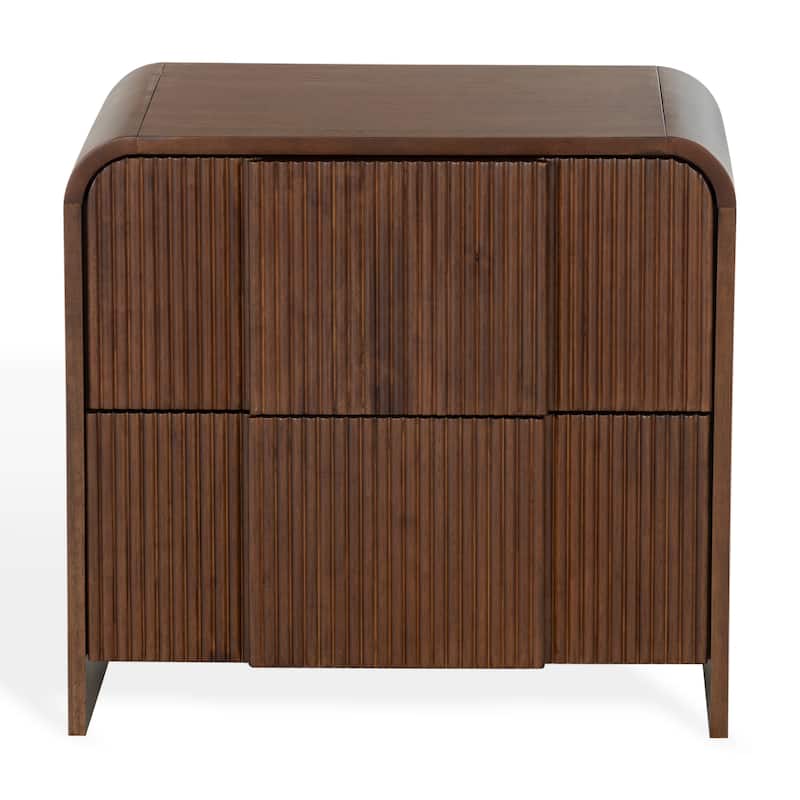 SAFAVIEH Couture Vitale Reeded Wood Nightstand - Walnut