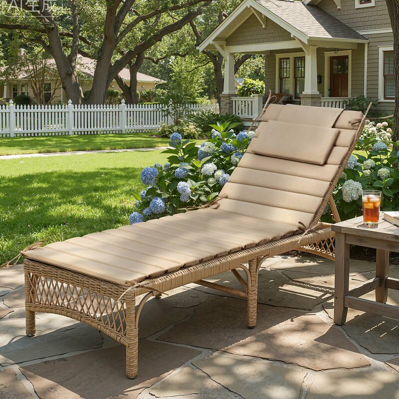Pellebant Outdoor Chaise Lounge Cushions Patio Lounger Pad with Straps
