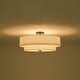preview thumbnail 55 of 57, French Country Brass Round White Linen Drum Ceiling Light