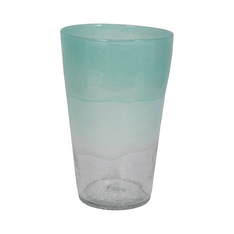 Sagebrook Home Fluted Glass Vase, Aqua Haze