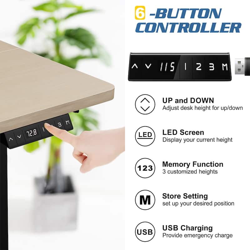 Futzca Height Adjustable Electric Standing Desk Sit Stand Computer Stand up Desk with Splice Board