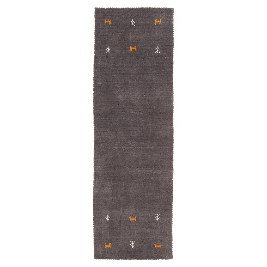 Kashkuli Gabbeh Grey Rug 1'11" x 5'10" - 1'11 x 5'10